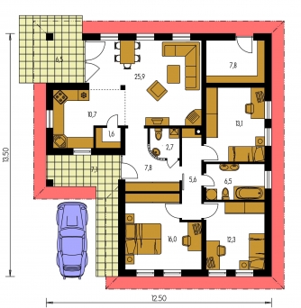 Image miroir | Plan de sol du rez-de-chaussée - BUNGALOW 41